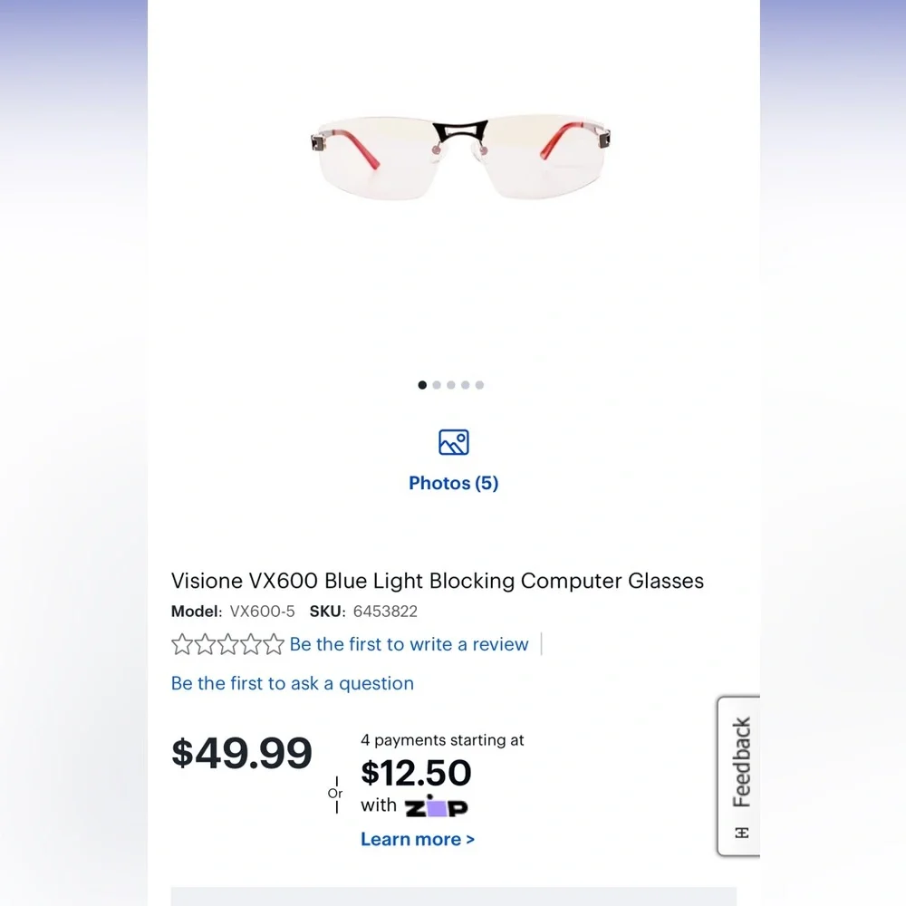 Like new - Arozzi Visione VX-600 Blue Light Gaming Glasses - Black
